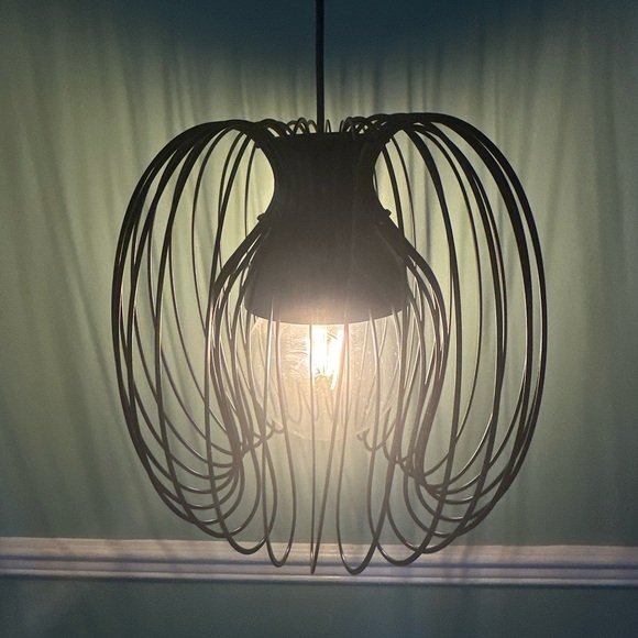 IKEA Modern Black Metal Pendant Lamp – Sculptural Cage Design – Like New